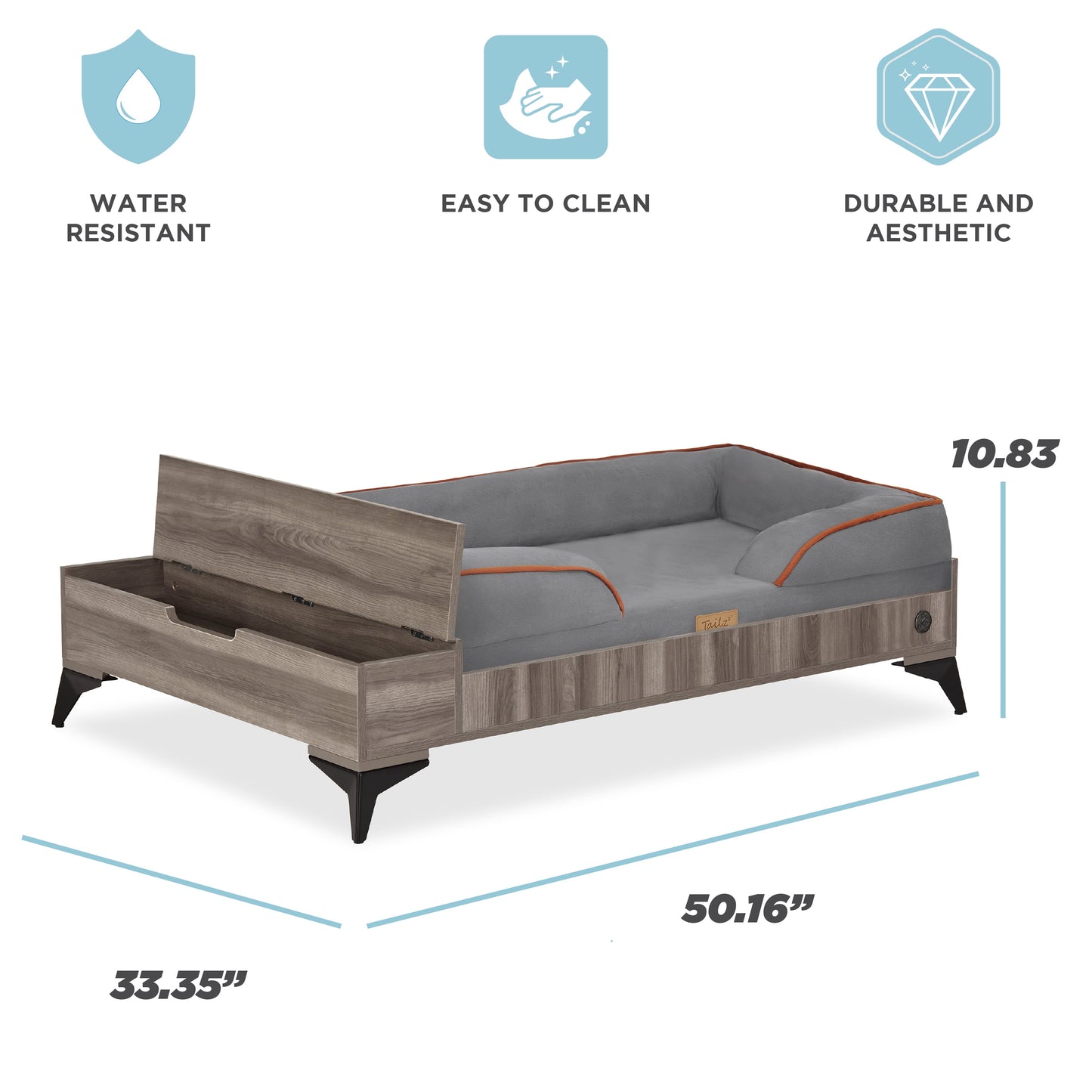 Wyatt Large to Extra Large Wooden Pet Bed with Mattress - Greenguard Gold Certified for Ultimate Comfort