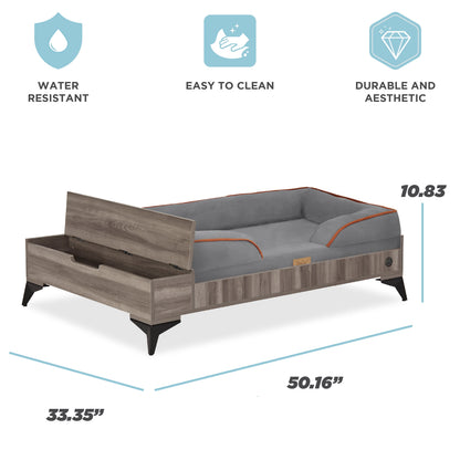Wyatt Large to Extra Large Wooden Pet Bed with Mattress - Greenguard Gold Certified for Ultimate Comfort