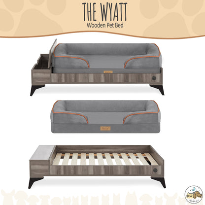 Wyatt Large to Extra Large Wooden Pet Bed with Mattress - Greenguard Gold Certified for Ultimate Comfort