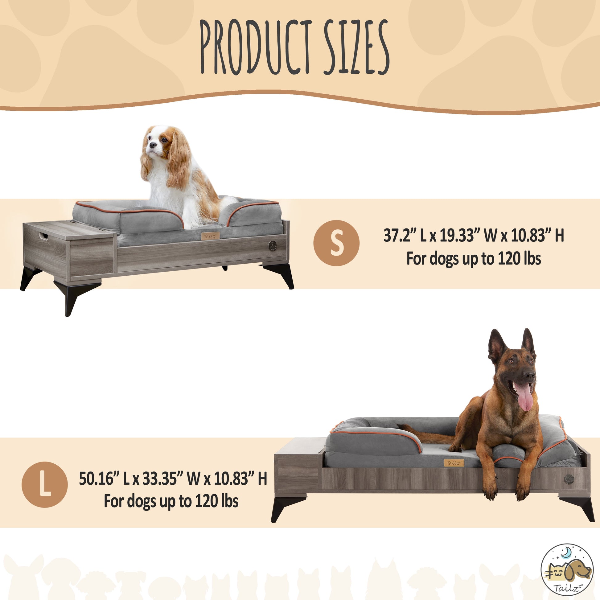 Wyatt Large to Extra Large Wooden Pet Bed with Mattress - Greenguard Gold Certified for Ultimate Comfort