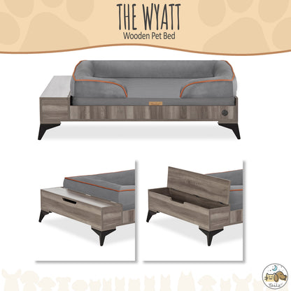 Wyatt Large to Extra Large Wooden Pet Bed with Mattress - Greenguard Gold Certified for Ultimate Comfort