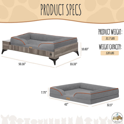 Wyatt Large to Extra Large Wooden Pet Bed with Mattress - Greenguard Gold Certified for Ultimate Comfort